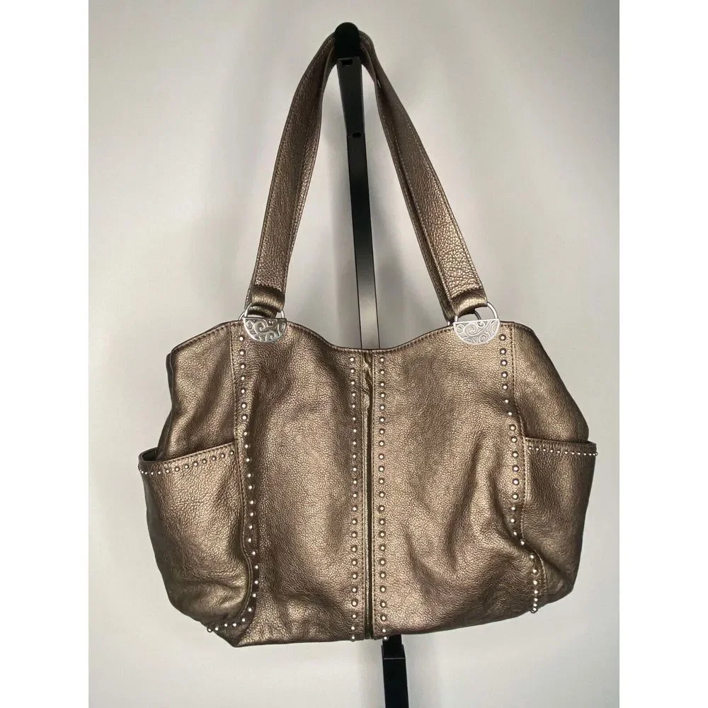 Brighton Andie bronze leather Pretty Tough‎ collection studded shoulder bag